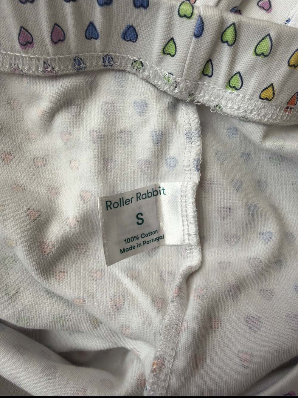 Roller Rabbit Disco Hearts Pajama Pants Rainbow Pima Cotton White Size Small - Picture 7 of 7